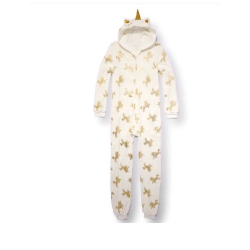 The Children’s Place Girls Unicorn One Piece Fleece Pajamas Zip Up Size XXL (16)